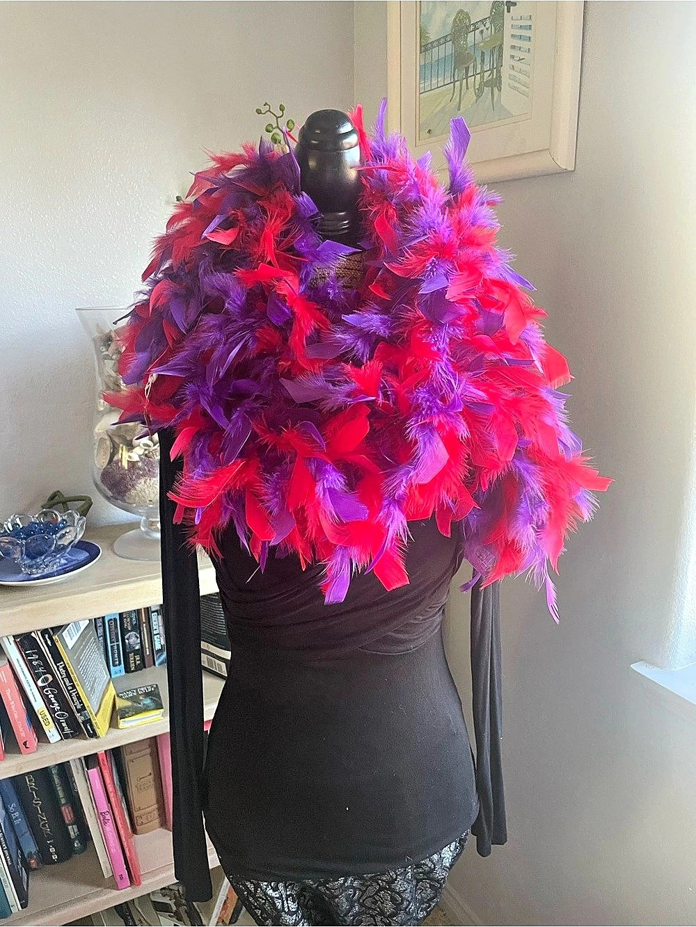 Red & Purple Feather Boa Costume Accessory